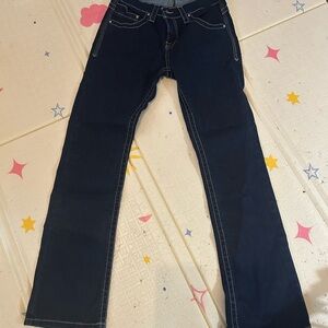 Elegant Dark Blue Straight Leg Jeans